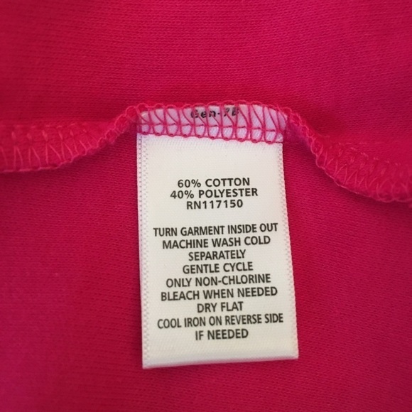 Quacker Factory Bright Pink Sparkly Snowflake Motif 3/4 Sleeve Top - Picture 9 of 12